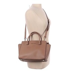 Michael Kors Selma Medium Saffiano Leather Satchel Tan Crossbody Bag Handbag